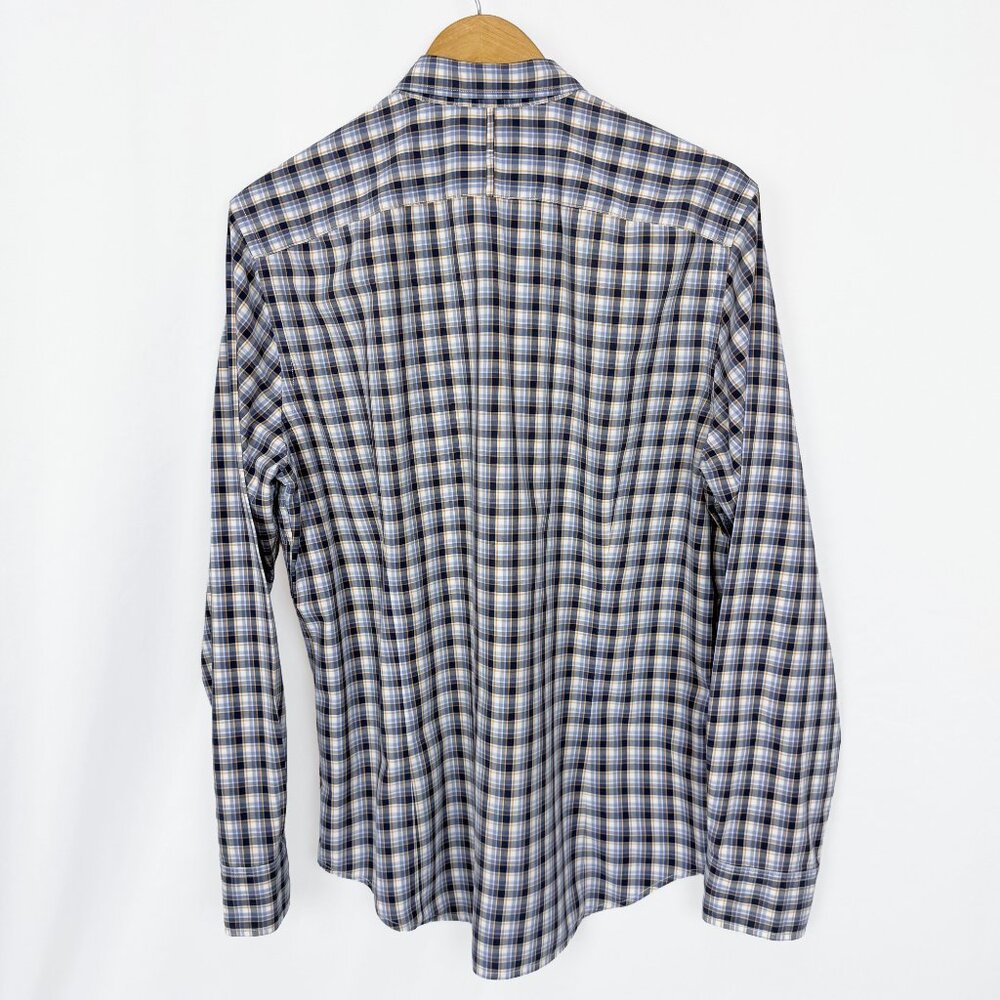 Men's Size L Blue/Gray/White Banana Republic Tailored Slim Fit Shirt - Picture 4 of 7